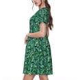 thumbnail image 2 of Balery Monstera Leaves Vestidos sueltos de manga corta para mujer, vestidos de verano 2025, vestidos casuales de corte A con vuelo., 2 of 6