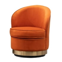 Wania Contemporary Velvet Swivel Chair in Orange