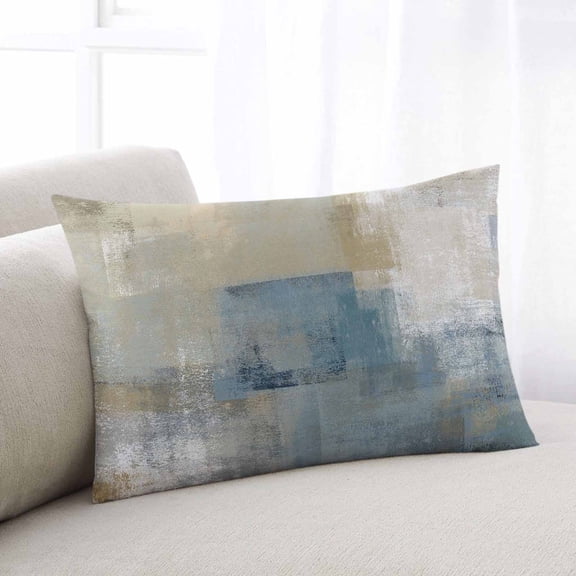 Blue Grey Beige Small Pillow Covers, Abstract Modern Art Oil Painting Soft Breathable Throw Pillow Cases with Invisible Zipper, Decorative Pillowcase Pillows Protectors for Sofa Bed Chair 12"x20"