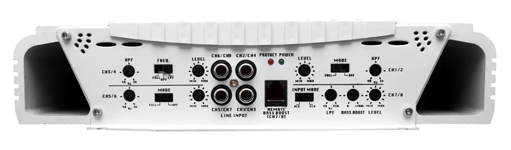 Pyle Elite 8 Channel 3000 Watt Amp Waterproof Marine Bridgeable Amplifier, White