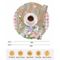 thumbnail image 6 of 15 Inch Round Placemats Set of 4, Easter Non Slip Heat Insulation PP Table Mats, Rabbit Colorful Eggs Flowers Plants Wooden Grain Washable Place Mats for Kitchen Dining Party Table Decor, 6 of 7