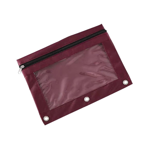 QuanTara 3-Ring Pencil Pouch, Clear PVC Zipper Bag with Canvas Trim, Large Capacity Detachable Folder for Binders, 9.8x7.1 in Transparent Organizer for Office, Art Supplies & Travel Essentials