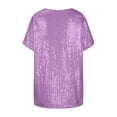 thumbnail image 5 of HAiming Women's Plus Size Sequin Tops Casual Sparkly Glitter Short Sleeve V Neck Loose T Shirts Plus Size Party Blouse, 5 of 5