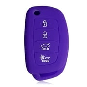 DOBREVA SWIMWEAR Dobrev 4 Buttons Silicone Case Protector Key Fob Cover Smart Car Remote Holder for for Hyundai Sonata Santa Fe Tucson XL IX35 XL IX45 Remote Flip Key (Purple)