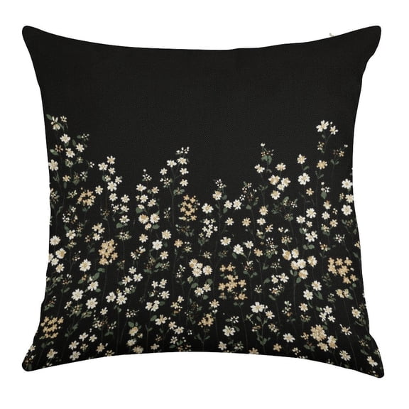 YILUYINQING White Wildflower Border Print Throw Pillow Covers, Waterproof Pillow Covers, Square Linen House Decor Cushion Covers for Home Sofa Bed Couch,