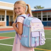 BTEPSGA Bunny Backpack, Kawaii Backpack Cute Sequin Bag, Back Protection Lightweight Backpack,Blue