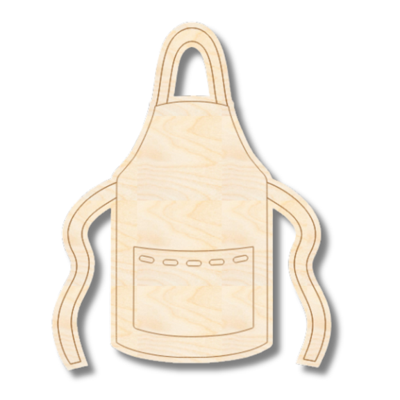 Unfinished Wood Etched Baking Apron Shape | Paint By Line Crafts 12" / 1/4"