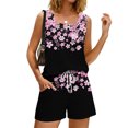 thumbnail image 4 of JULMCOMO Two Piece Sets for Women Floral Print Square Neck Casual Outfits Sleeveless Tank Top Drawstring Lounge Summer Short Sets with Pockets Pink L, 4 of 8