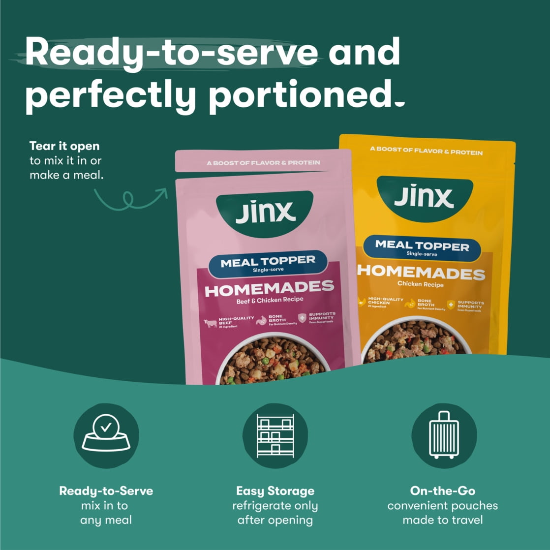 Jinx Homemades Single Serve Value Pack Wet Natural Dog Food, Grain-Free, 8–3 oz Pouch