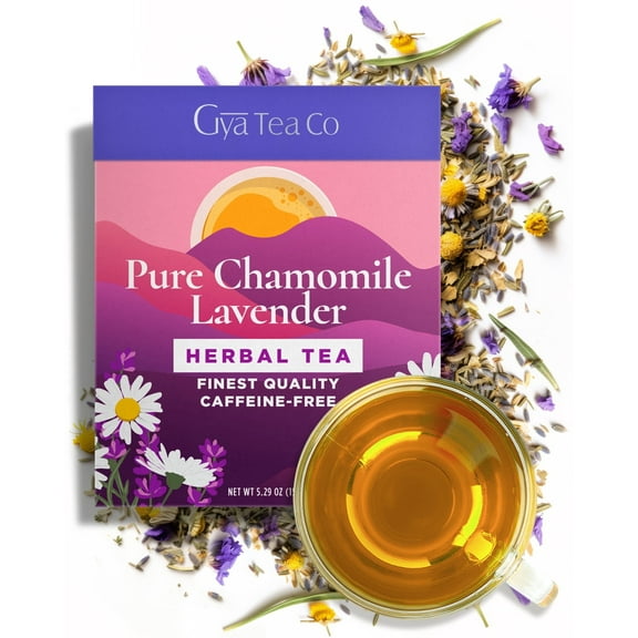 Gya Tea Co Pure Chamomile Lavender Herbal Tea Loose Leaf - 5.29oz Makes 70 Cups, Decaf 100% Pure Natural & 0 Calories Sugar Chamomile Lavender Tea