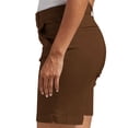 thumbnail image 5 of Cagogo Women's Mid Rise Bermuda Shorts with Pockets Casual Solid Regular Fit Travel Beach Lounge Trousers Summer Walking Elastic Waist Comfy Pants, Brown S, 5 of 7