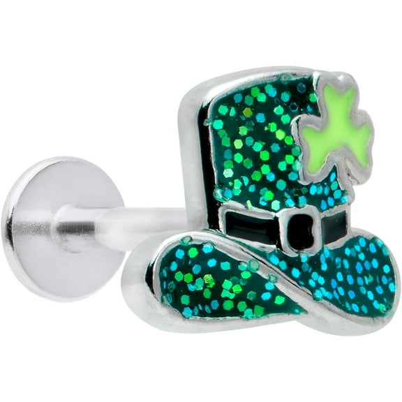 Body Candy 16G 316L Stainless Steel Top Hat Shamrock St Patricks Day Labret LipRing Tragus 8mm