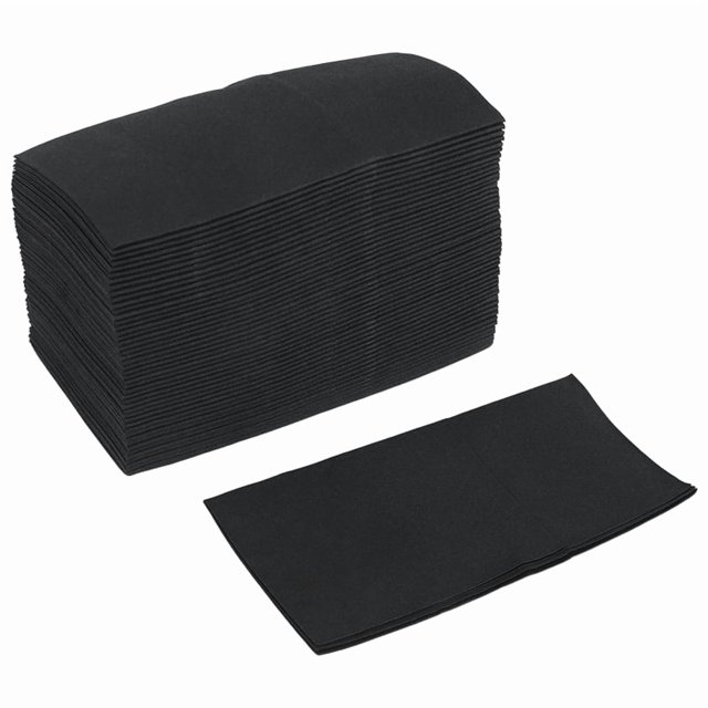 50 Servilletas Desechables con Bolsillo para Cubiertos Incorporado, Tela Predoblada Como de Papel Fiesta Boda, Color Negro