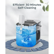 Ice Maker Countertop, Portable Ice Machine with Carry Handle, Self-Cleaning Ice Makers with Basket and Scoop, 9 Cubes in 6 Mins, 26 lbs per Day, Ideal for Home, Kitchen