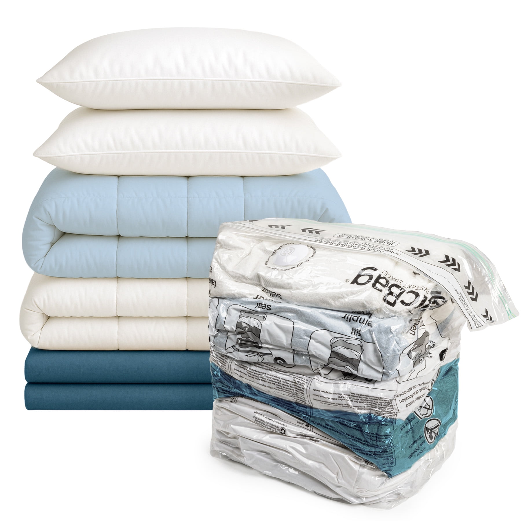 MagicBag X-Large Vacuum Storage Bags, 4 Pack Cube Compression Bags for Bedding, Space Saving & Airtight