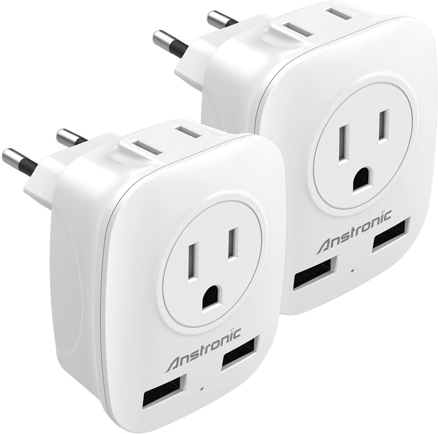 [2Pack] European Travel Plug Adapter, Anstronic International Power
