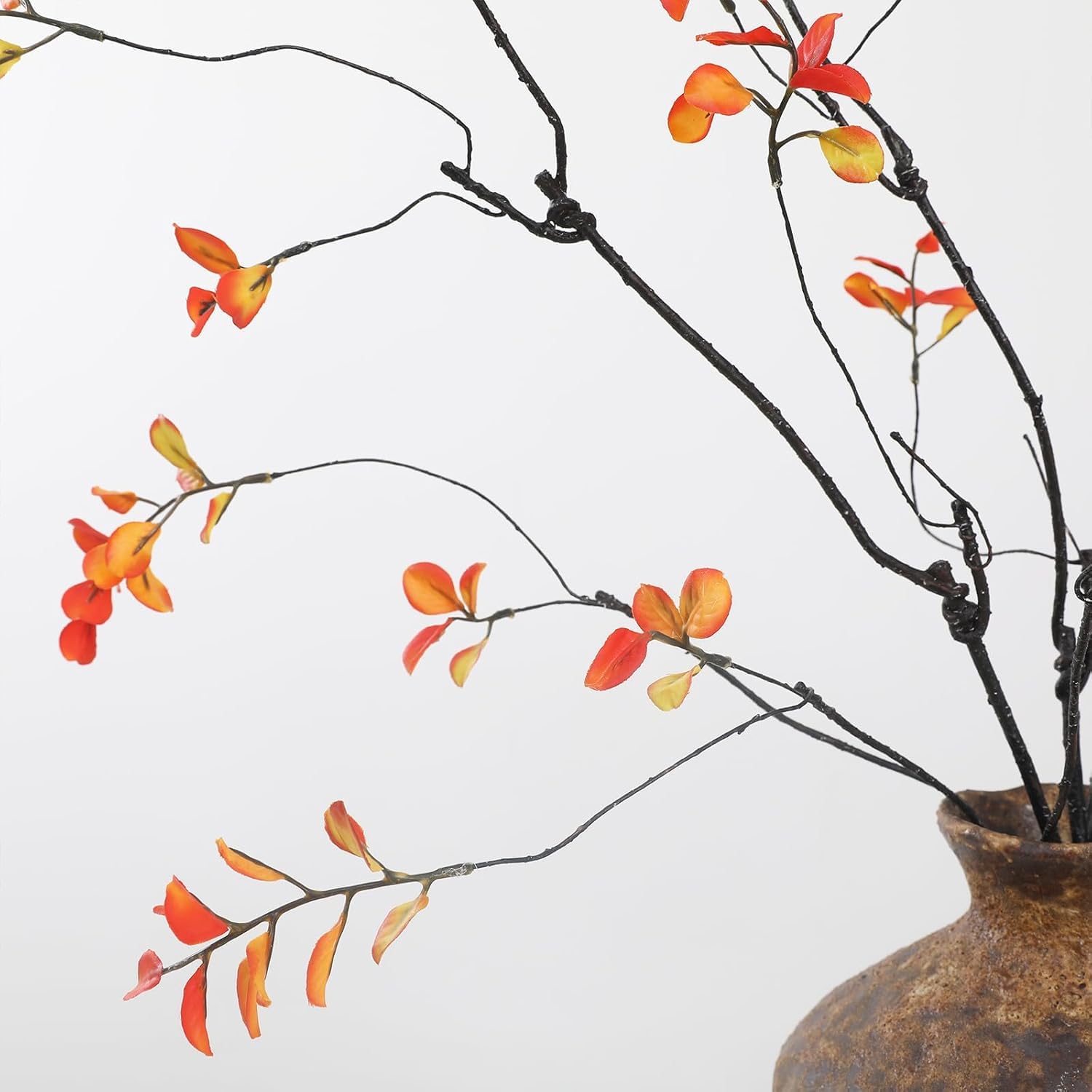 Trianu 4Pcs Fall Artificial Ficus Branches 35inch Artificial Fall Stems Faux Ficus Twig Plants Fake Leaf Fall Eucalyptus Branches for Vase Filler Office Table Wedding Home Decor