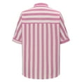 thumbnail image 5 of Pink Women Shirts, Women Striped Button Down Shirts Cotton Linen Blouse Tops Short Sleeve Collar Guaze Shirt Trendy Vacation Work Clothes,Women Shirts M, 5 of 8