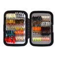 thumbnail image 1 of Surtido de moscas de pesca con mosca de 100 piezas, equipo de pesca con mosca, con caja impermeable para moscas con mosca seca \ mojada Señuelos de, 1 of 9
