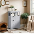 thumbnail image 4 of Homall Wood Bathroom Floor Cabinet with 3 Drawers and 1 Cupboard Free Standing Storage Organizer Hallway Entryway Cabinet for Living Room Kitchen, Gray, 4 of 8