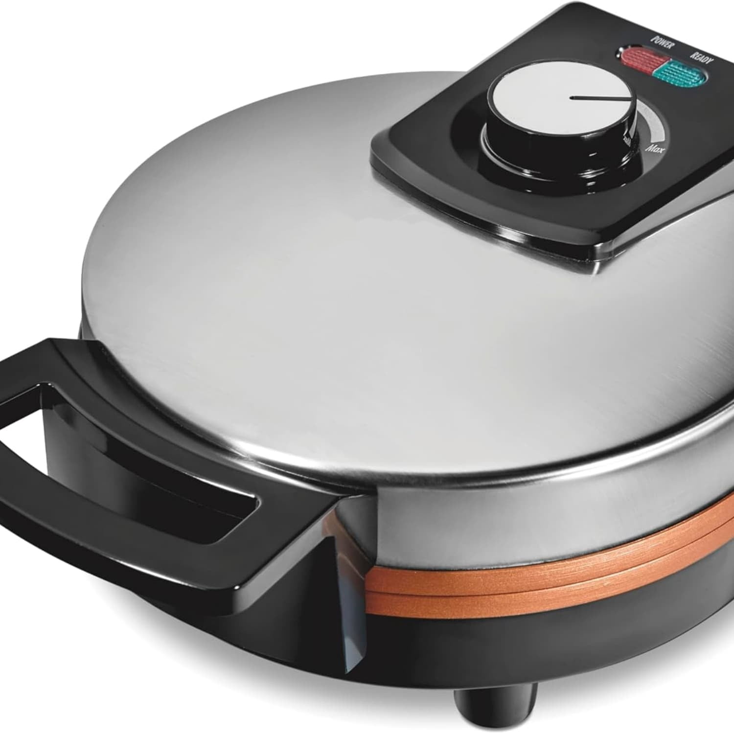 Waffle Maker with Non-Stick Ceramic-Coated Plates, Browning Control, Indicator Lights, Stainless Steel