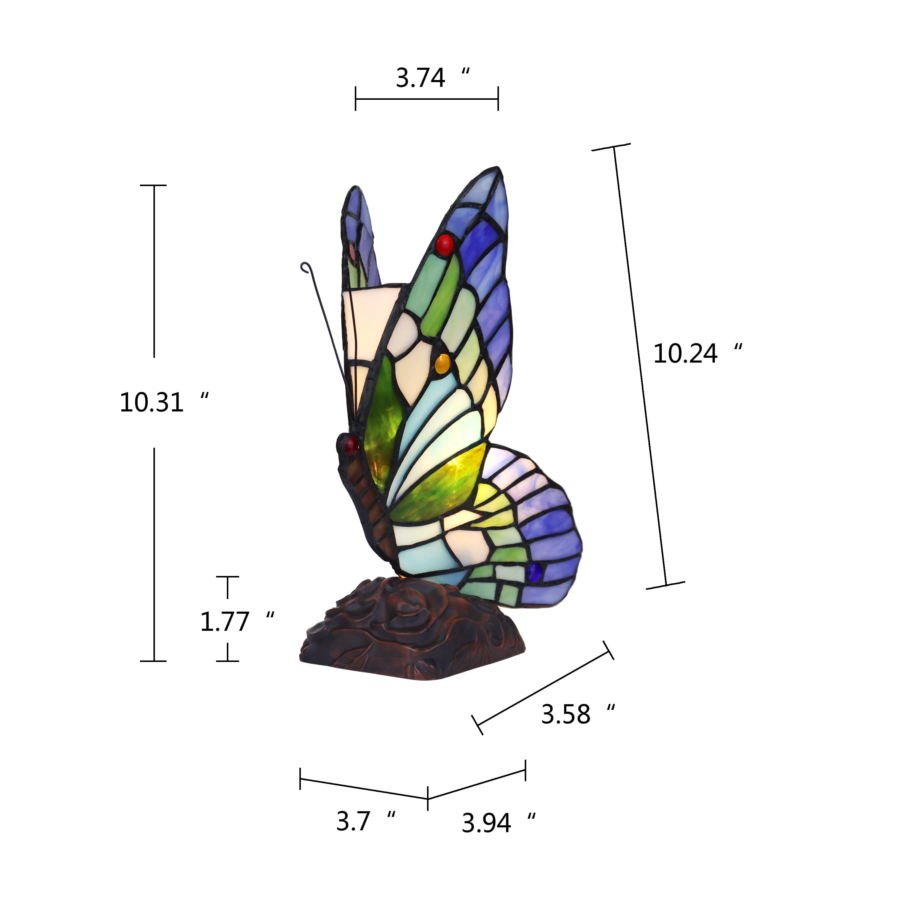"RADIANCE Goods Tiffany-style 1 Light Butterfly Accent Table Lamp 10"" Tall"
