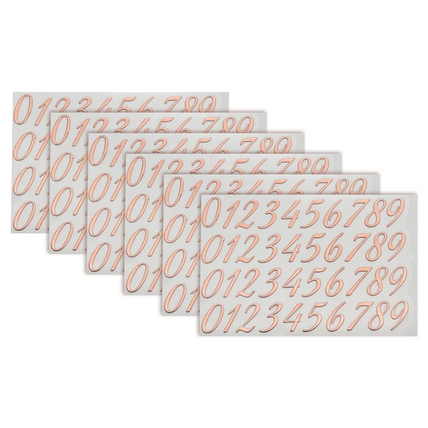 6 Hojas de Calcomanías de Letras 0.59" Calcomanías de Letras Mini 3D Aleación Autoadhesivas (Oro Rosa, Minúsculas)