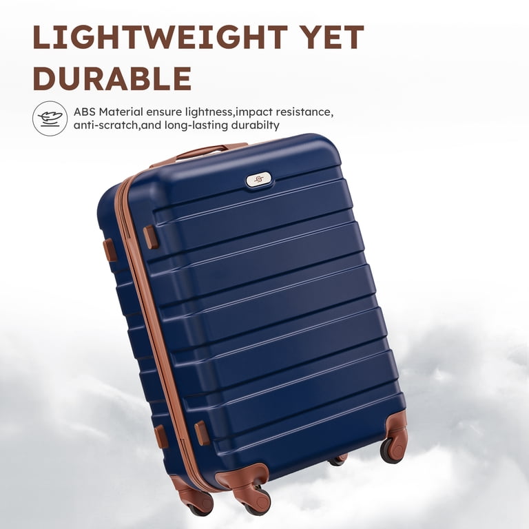 Gowill 4-Piece Hardside Luggage Set, Navy Blue & Tan photo 6