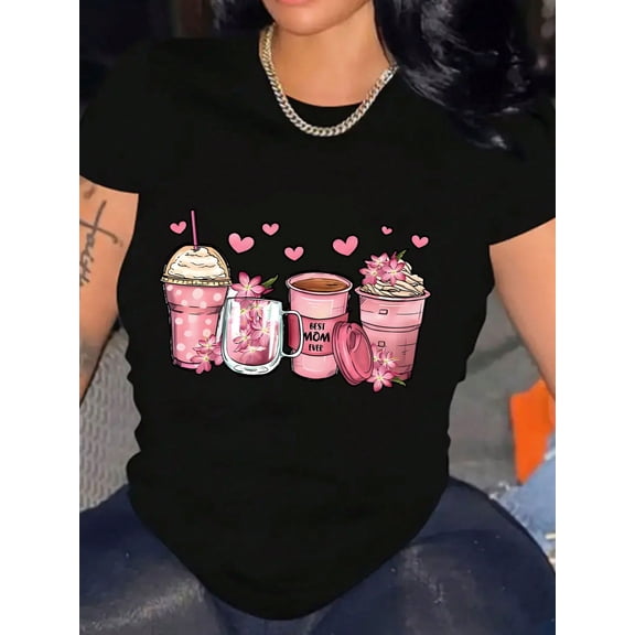 Women Best Mom Ever Mother's Day Pattern Shirt Cotton Comfortable Short-Sleeve T-Shirt