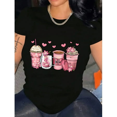 Women Best Mom Ever Mother's Day Pattern Shirt Cotton Comfortable Short-Sleeve T-Shirt