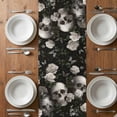 thumbnail image 6 of Halloween Skull Table Runner - 72 Inch Long, Kitchen Dining Table Runner Dresser Scarves, Retro White Rose Flower Horror Fall Farmhouse Decor for Coffee Tables Wedding Party Banquet, 6 of 8
