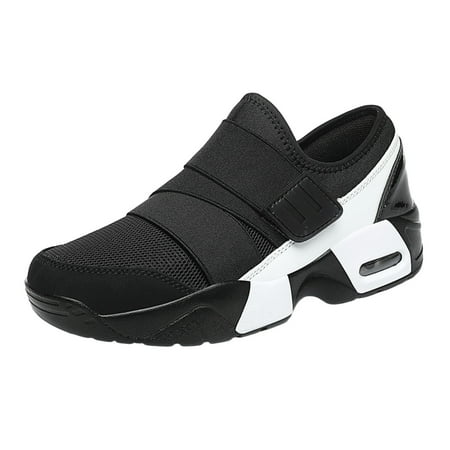 Fauean Sneakers for Women Ladies Thick Bottom Casual Shoes Mesh Fashion Slip on Sneakers Black Size 38