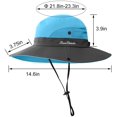thumbnail image 5 of 3 Pieces Womens Ponytail Wide Brim Sun Hat Packable UV Protection Beach Cap for Fishing & Hiking, 5 of 8