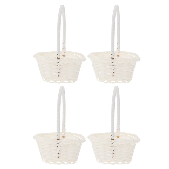 4pcs canasta de flores tejida decorativa canasta de almacenamiento de regalo de estilo pastoral canasta
