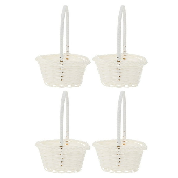 White Plastic Flower Girl Basket for Weddings and Home Decor with Exquisite Design and Versatile Use