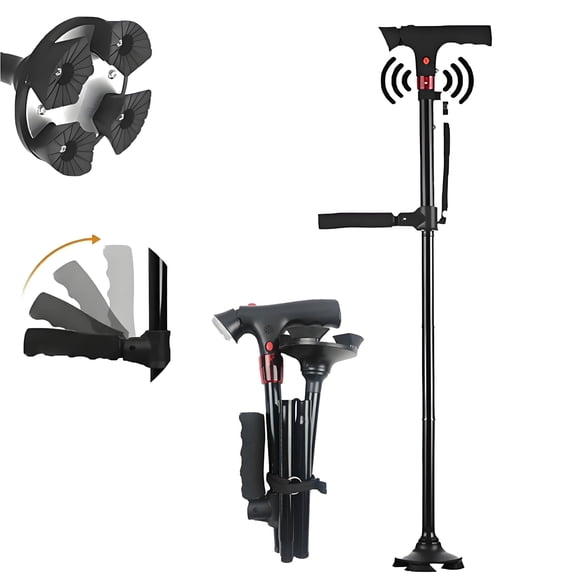 Smart Walking Cane with LED Light & Emergency Alarm - Adjustable Foldable Lightweight Cane for Seniors, Men & Women, Non-Slip Base for Everyday Support & Safety