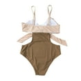 thumbnail image 5 of WREESH Womens One Piece Swimsuit Gradient Swim Suits Plus Size Summer Sling Split Joint Tether Swimsuit Bra Leaky Waist Swimwear Sleeveless Bathing Suits Khaki, 5 of 8