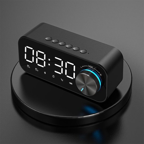 Boovnll Alarm Clock, Alarm Clock Bluetooth Speaker Digital Led Wireless Subwoofer Music Player, Clock, Alarm Clocks for Bedrooms, Alarm Clocks