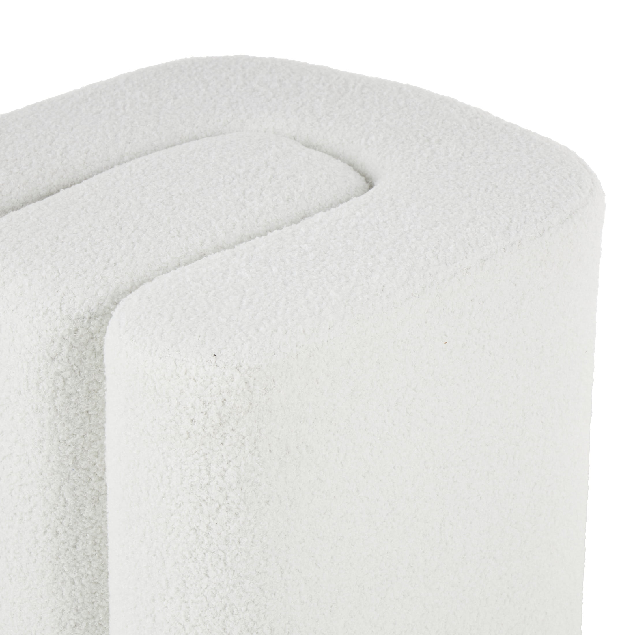 DecMode 18" x 18" White Polyester Curved Ottoman with Connected Arches, 1-Piece