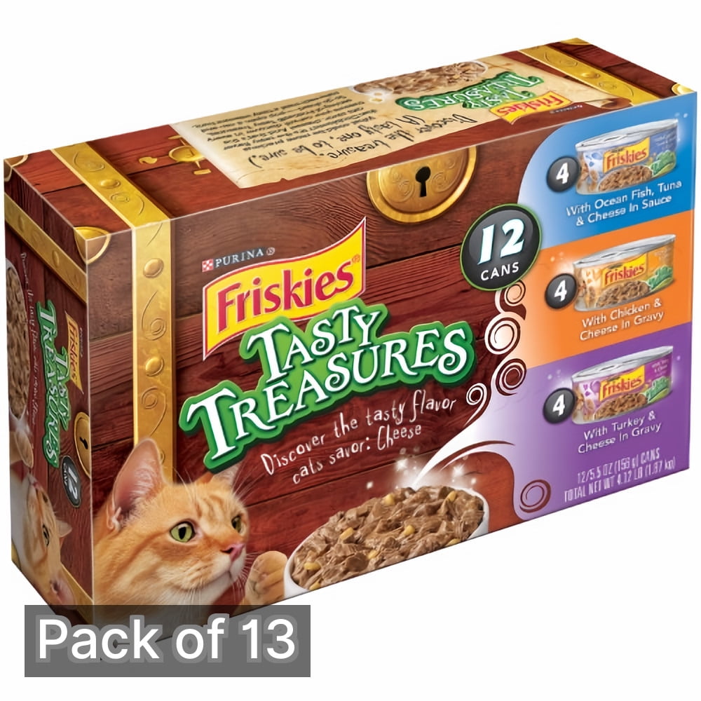 Friskies Tasty Treasures Variety Pack Wet Cat Food 12-Count of 5.5 oz Cans (Pack of 13)