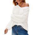 thumbnail image 4 of Women Long Sleeve Fall Winter Oversize V-neck Knit Sweater Casual Loose Pullover, 4 of 7
