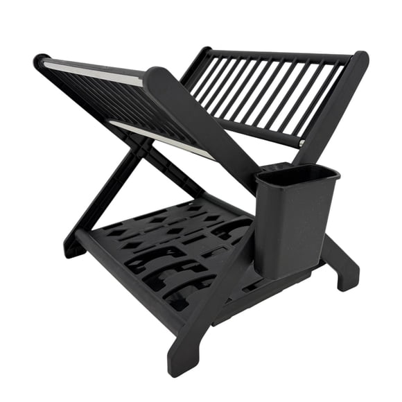 Secador Escurridor Platos Pequeño 2 Niveles Plegable negro