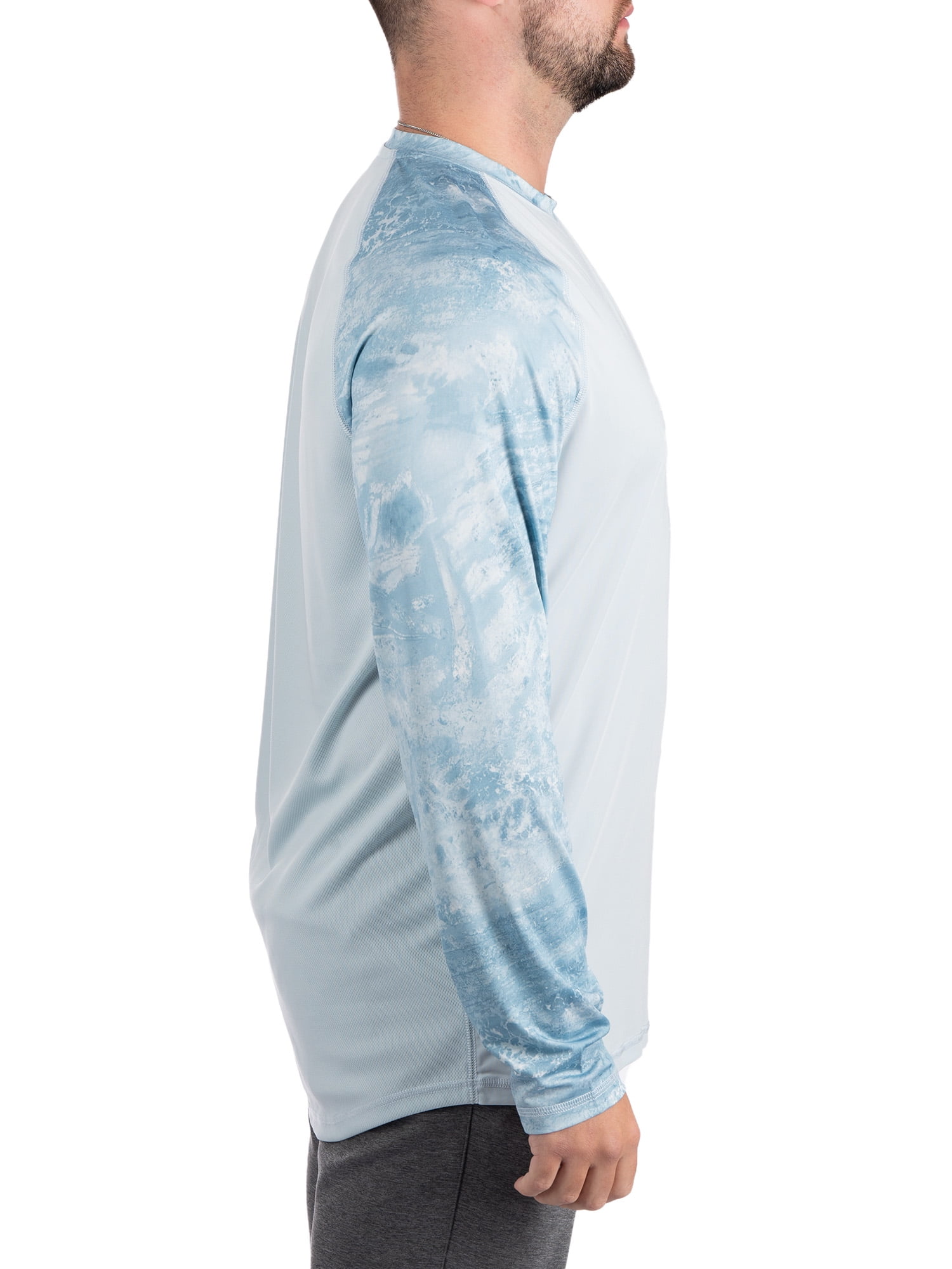 Realtree Men's Long Sleeve Fishing Tee, Athletic Performance Swim Shirt in Sea Fog, Sizes S-3XL
