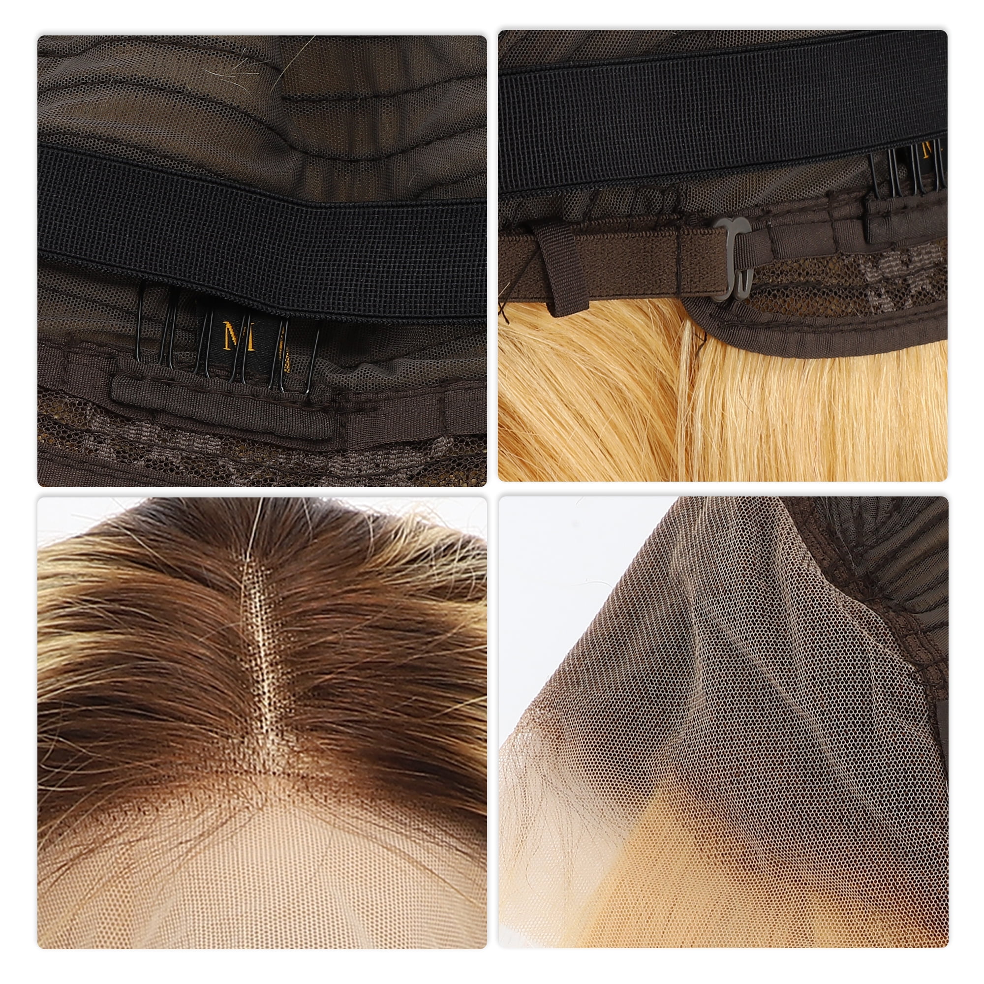Unique Bargains 1 Pc Straight Long Hair Hair Wig Real Human Hair 10in 13x4in 180 Human Wig Light Yellow for Women