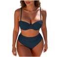 thumbnail image 2 of TAGOLD Womens Bikinis Set Solid Color 2 Piece Split Bikini Swimsuit Trunks Soft Breathable Summer Beach, 2 of 4