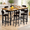 Brown, variant on LinkRomat 7-Piece Dining Table Set for 6 with Faux Leather Chairs, Modern Kitchen & Dining Room Table Set, Rectangular Dinner Table and Chairs for 6 People, Gray