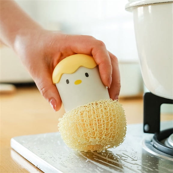 Tuscom Easter Egg Cleaning Ball, Detachable Scrubber with Chicken Handle, Non-Shedding Steel Wool for Pots Pans, Kitchen Dishwashing Brush, Safe for Non-Stick Cookware & Sink Cleaning