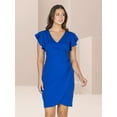 thumbnail image 2 of 24seven Comfort Apparel Womens V Neck Ruffle Sleeve Knee Length Dress-R0066303-MAGE-M, 2 of 8