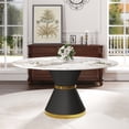 thumbnail image 2 of Artificial Stone Round Dining Table | Can Be Used for Years in Family Dining | Black Carbon Steel Base for Stability | Keeps Clean with Simple Wiping, 2 of 6