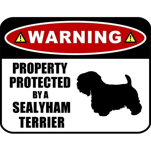 PCSCP Warning Property Protected by a Sealyham (SILHOUETTE) 11.5 inch x 9 inch Laminated Dog Sign